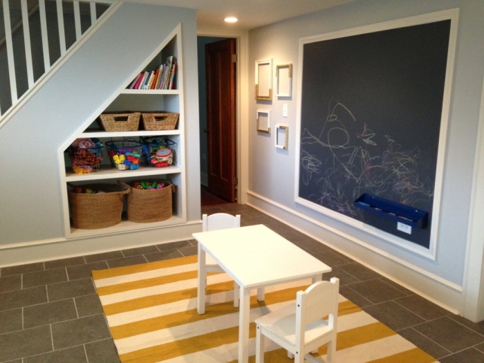 renovated basement child's playroom